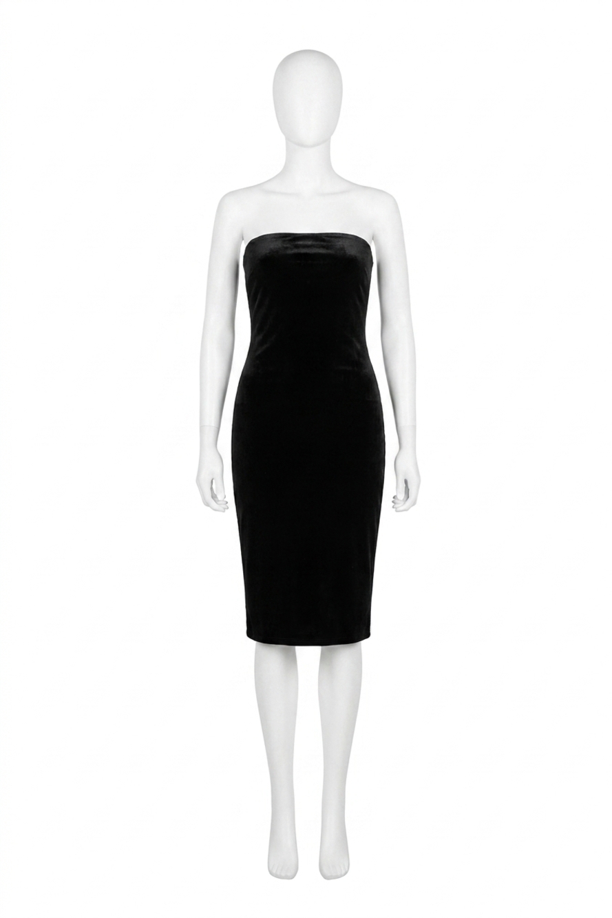 NEW COMMANDO velvet strapless midi dress in black